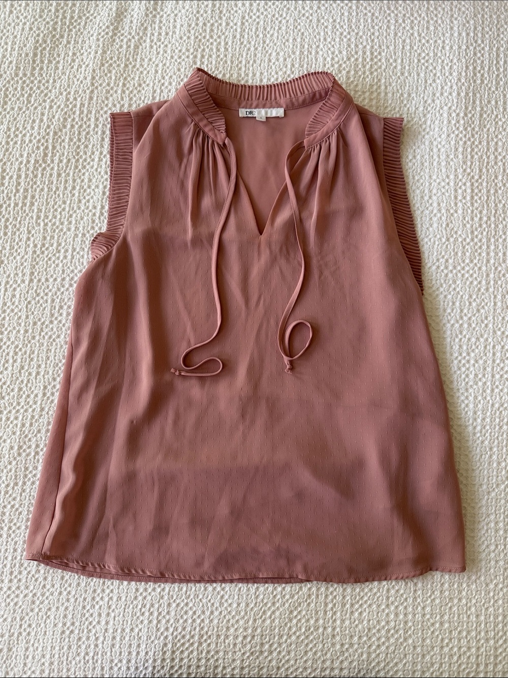 Sleeveless Tie-Neck Blouse - Dusty Rose